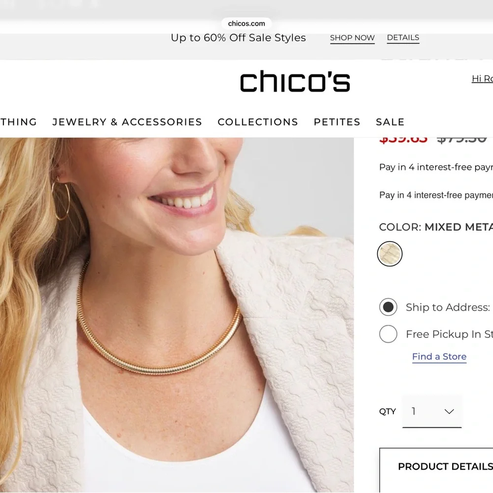 Chico's 3-or-individual Gold and Silver Necklace Stack - Picture 3 of 9